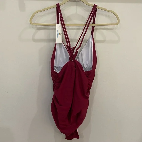NWT Beachsissi Elegant Burgundy Women's One Piece Swimsuit Size Medium - Picture 2 of 5